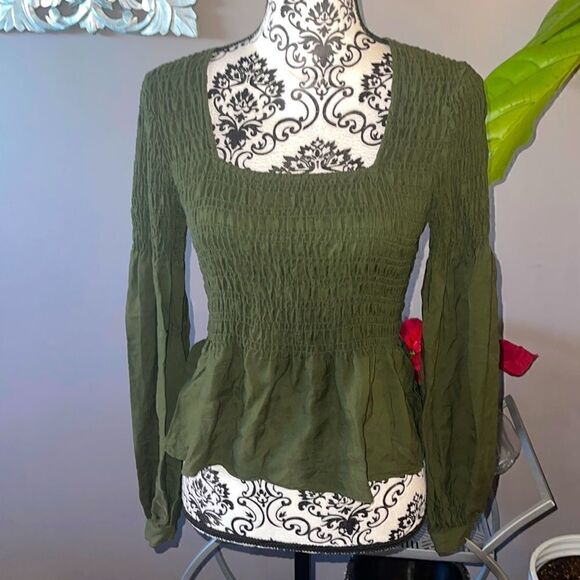 Parker green ribbed square neck top - Picture 1 of 6